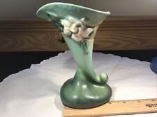 Vintage Roseville Gardenia 621-6" Embossed Green Cornucopia Vase