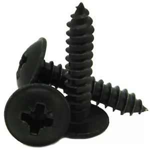 No4 6 8 10 12 POZI FLANGED SELF TAPPING SCREWS FLANGE SELF TAPPERS BLACK 10 PACK - Picture 1 of 1