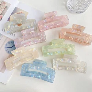 Retro Acetate Hair Claws - Illusory Color Ponytail Clips Women Hair Accessories - Picture 1 of 20