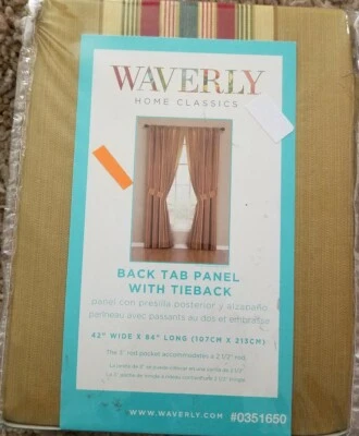 Nuevo Panel Cortina Waverly Home Classics Talla 42W-84L Dorado Torino y Azafrán Rayas Foto 1 de 4