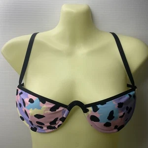 Womens Club Exx Bra Top Size S Pastel Leopard Underwire Bikini Dolls Kill - Picture 1 of 7