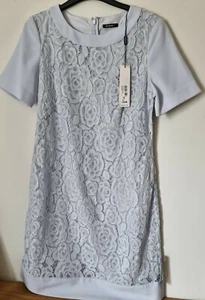 Bnwt Lovely Roman Pale Blue Lace Cocktail Party Wedding Guest Dress 12 New - Picture 1 of 7