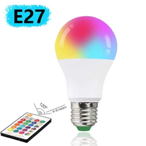 10W RGB LED Light Bulb 16 Colour Changing Remote Controlled E27 Screw Lamp - Picture 1 of 11