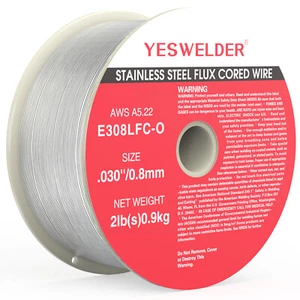 Alambre con núcleo de fundente de acero inoxidable YESWELDER E308LFC-O .030/ .035 diámetro, 2 libras - Imagen 1 de 27