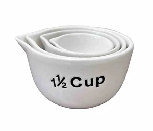 Home Essentials 4 Piece Stacking Measuring Cups 1  1/2 - 1 - 1/2- 1/4 Cups White - Picture 1 of 10