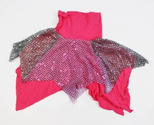 New Girls Asymmetric Pink Silver Sequined Layered Dance Skirt Made in USA 4 - Picture 1 of 4
