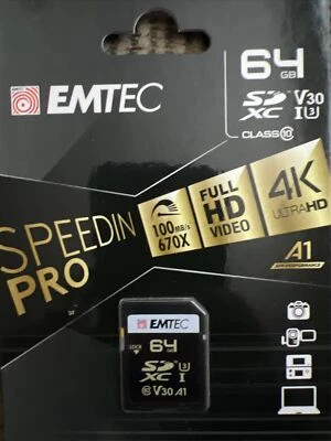 Emtec SDXC Memory Card - 64GB V30 A1 New/Sealed - Image 1 of 2