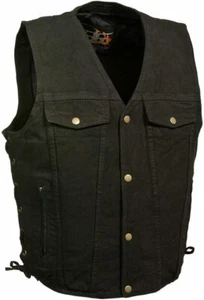 MILWAUKEE HERREN MOTORRAD SCHWARZ SEITENSPITZE DENIM WESTE VERDECKTE PISTENTASCHEN - TASCHE - Bild 1 von 4