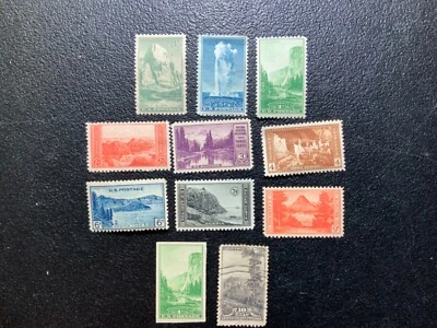 Set of 11 US Stamp Scott#740-749 1934 National Parks Perf 11 VF MLH MNH (1) used - Image 1 of 2