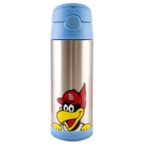 St Louis Cardinals Fredbird Kids Water Bottle SGA 8/8/21 Silver Blue NEW STL - Picture 1 of 1