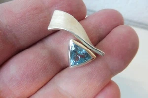 Collier noble - pendentif, argent 925 avec pierre taillée, bleue, 925 B. - Photo 1 sur 5