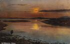Norway Coast~The Midnightsun~Reflects in Water~Skiff in Bay~1910 Postcard