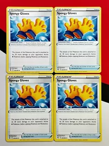 Spongy Gloves Trainer x4 243/264 Fusion Strike Pokemon Playset 4x PACK FRESH - Picture 1 of 1