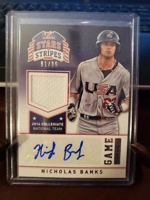 2015 Nicholas Banks Panini USA Stars and Stripes Rookie Auto Jersey #91/99  - Image 1 of 4