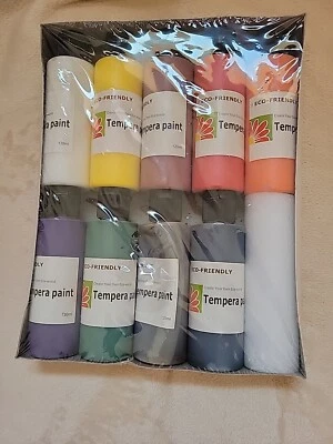  9 Botellas Pintura Tempera 120ml Ecológica - Nueva En Caja - Sellada Foto 1 de 2