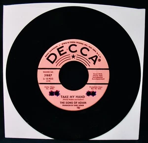 The Sons Of Adam: Take My Hand~Rare 1965 Garage Rock Promo 45~DECCA #31887 - Picture 1 of 2