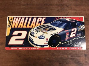Rusty Wallace NASCAR Miller Lite Plastic Advertising Collector Sign 8" X 19" - Picture 1 of 6