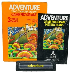 VGVUC Vintage 1980 Atari Adventure CX2613 Video Game Cartridge, Anleitung, Box - Bild 1 von 16