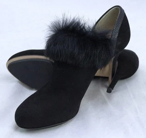 Black Hugo Boss"Larika" High Leather Mule Heels sz 10 $495 Made in Spain - Picture 1 of 7