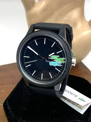 Lacoste Men's Watch 2011134 Quartz Croc Logo Black Dial Rubber Strap 42mm - Image 1 of 4
