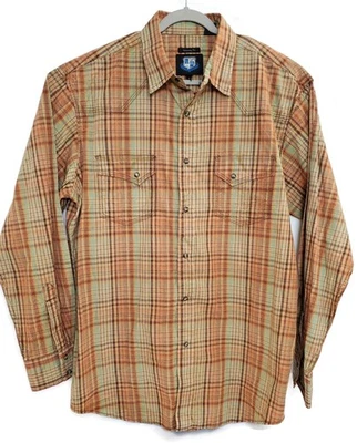 Resistol Shirt Mens XL Orange Brown Plaid Western Snap Button Vintage Wash Rodeo - Image 1 of 4