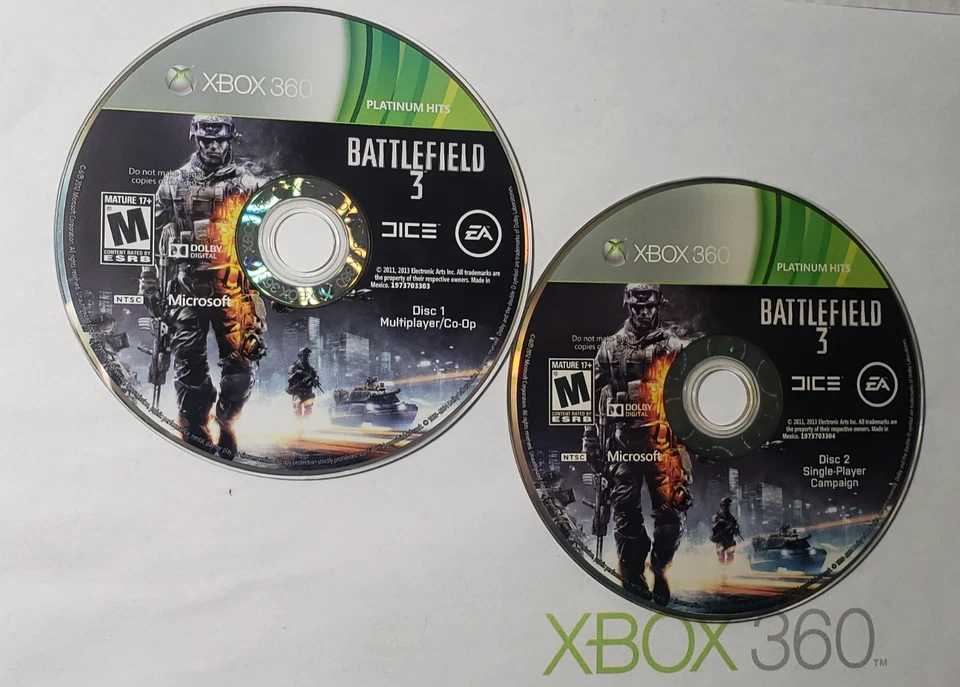 --2 DISCS ONLY-- Battlefield 3 Platinum Hits (Xbox 360) - Image 1 of 1
