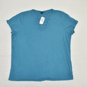 NEW Torrid Women Blouse Top Short Sleeve V Neck Cotton Teal Blue Plus Size 3 - Picture 1 of 8