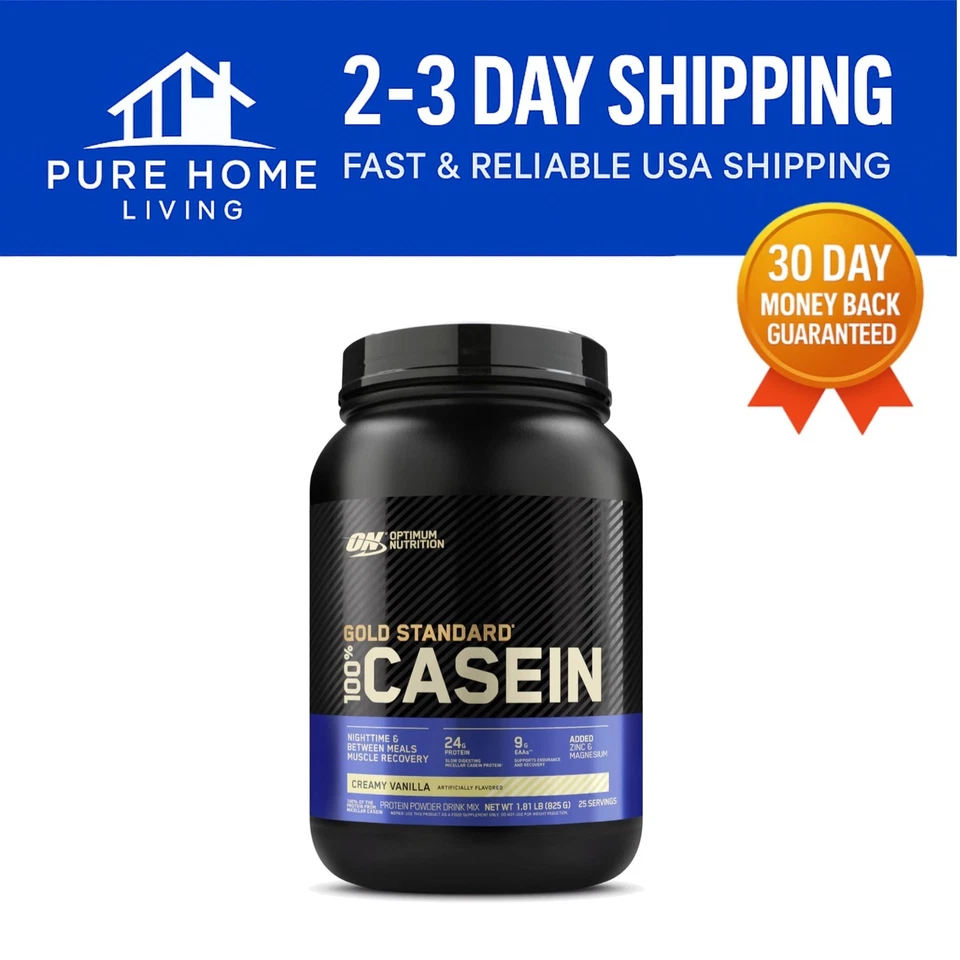 Proteína de caseína en polvo 100 % micelar Gold Standard - vainilla cremosa, 25 porciones Foto 1 de 4