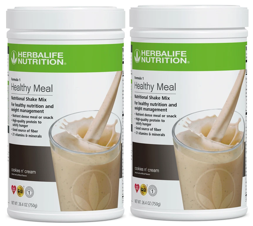2X HERBALIFE FORMULA 1 Comida Saludable Mezcla Nutricional Batido 750g Crema Galletas Foto 1 de 1