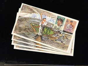 FDC EDKEN HAND-PAINTED CACHETS (4 COVERS) #3408 LEGENDS OF BASEBALL - Picture 1 of 5