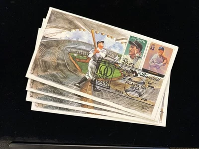 FDC EDKEN HAND-PAINTED CACHETS (4 COVERS) #3408 LEGENDS OF BASEBALL - Image 1 of 4