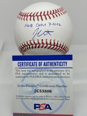 James Outman Signed Autographed Baseball Dodgers "7-31-22 MLB Debut" PSA COA - Image 1 of 2