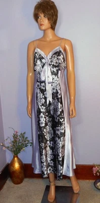 Lustrous, Feminine Jones NY Lilac & Black Satin Nightgown, 1X - Image 1 of 4