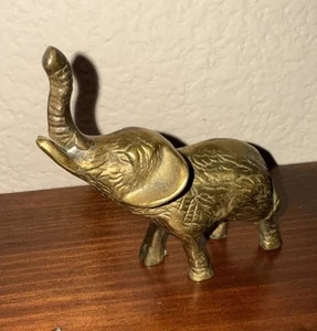 Small Brass Elephant with Raised Trunk - Picture 1 of 8