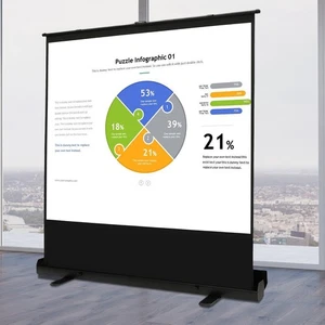 Schermo per proiettore 80" autoportante da pavimento tela bianco opaco tela - Foto 1 di 16