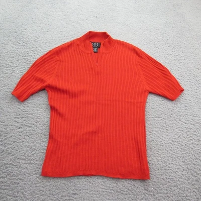 Top City Silk Petite rojo acanalado cuello falso manga corta P/M Foto 1 de 4