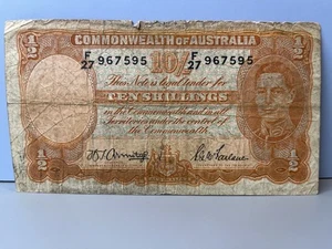 Commonwealth Bank of Australia 10 Shillings 1/2 Pound 1939 WW2 P-25a George VI - Picture 1 of 6