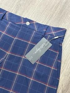 Walter Hagen Golf Shorts Mens 30 Perfect 11 Navy Plaid 9” Stretch Performance - Picture 1 of 5