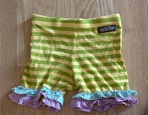 Matilda Jane Girls’ Yellow & Green Striped Ruffle Shorts Size 6 - Picture 1 of 3