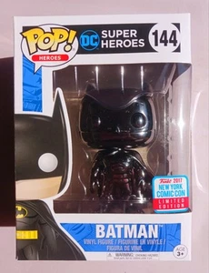 Funko Pop! Batman #144 Black Chrome 2017 New York Comic Con LE Official Sticker - Picture 1 of 6