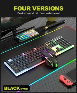 Gaming Keyboard And Mouse LED Light Backlit Mechanical Feel For Computer Desktop - Picture 1 of 18