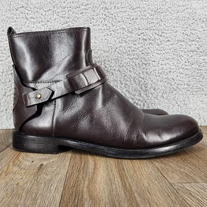 Tory Burch Derby Flat Brown Leather Ankle Booties Women's Size 9M Zip Logo - Picture 1 of 12