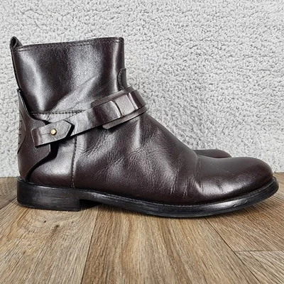 Botines Tory Burch Derby planos de cuero marrón para mujer talla 9M logotipo con cremallera Foto 1 de 4