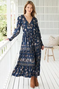 JAASE - Stephanie Maxi Dress: V Neckline with Buttoned Bodice in Adeline Print - Picture 1 of 8