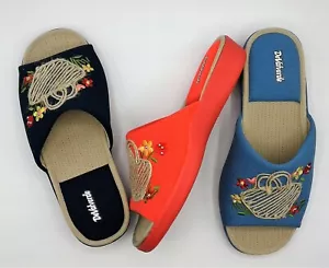 Ladies Scuff Slipper - DeValverde 178 Basket Summer - Coral & Marino & Indigo - Picture 1 of 22