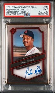 TOPPS 2021 MLB COLECCIÓN TRASCENDENTE PEDRO MARTINEZ ROJO 1/1 PSA AUTOMÁTICO 10 POP 1 - Imagen 1 de 2