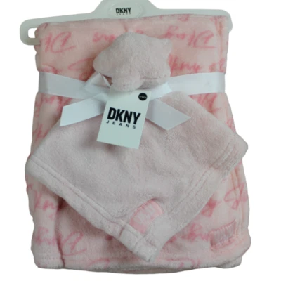 DKNY Jeans Rosa Polar Manta Estrella Seguridad Lovey Set Bebé Infante Niñas Nuevo con Etiquetas Difícil de Encontrar Foto 1 de 4