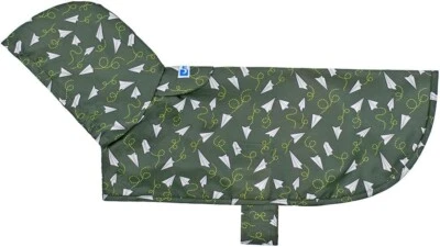 Poncho de lluvia para perros empacable RC Mascotas - impresión de avión de papel tamaño grande (30-50 libras) Foto 1 de 4