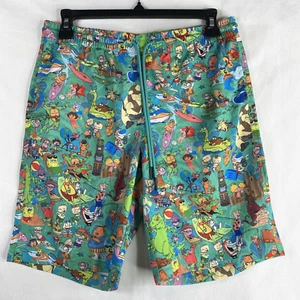 RSVLTS Nickelodeon Unlined Swim Short Youth XXL Green SpongeBob Rugrats and More - Picture 1 of 11