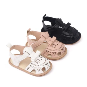 Newborn Baby Girl Floral Pram Shoes Infant Rubber PreWalker Summer Sandals 0-18M - Picture 1 of 16